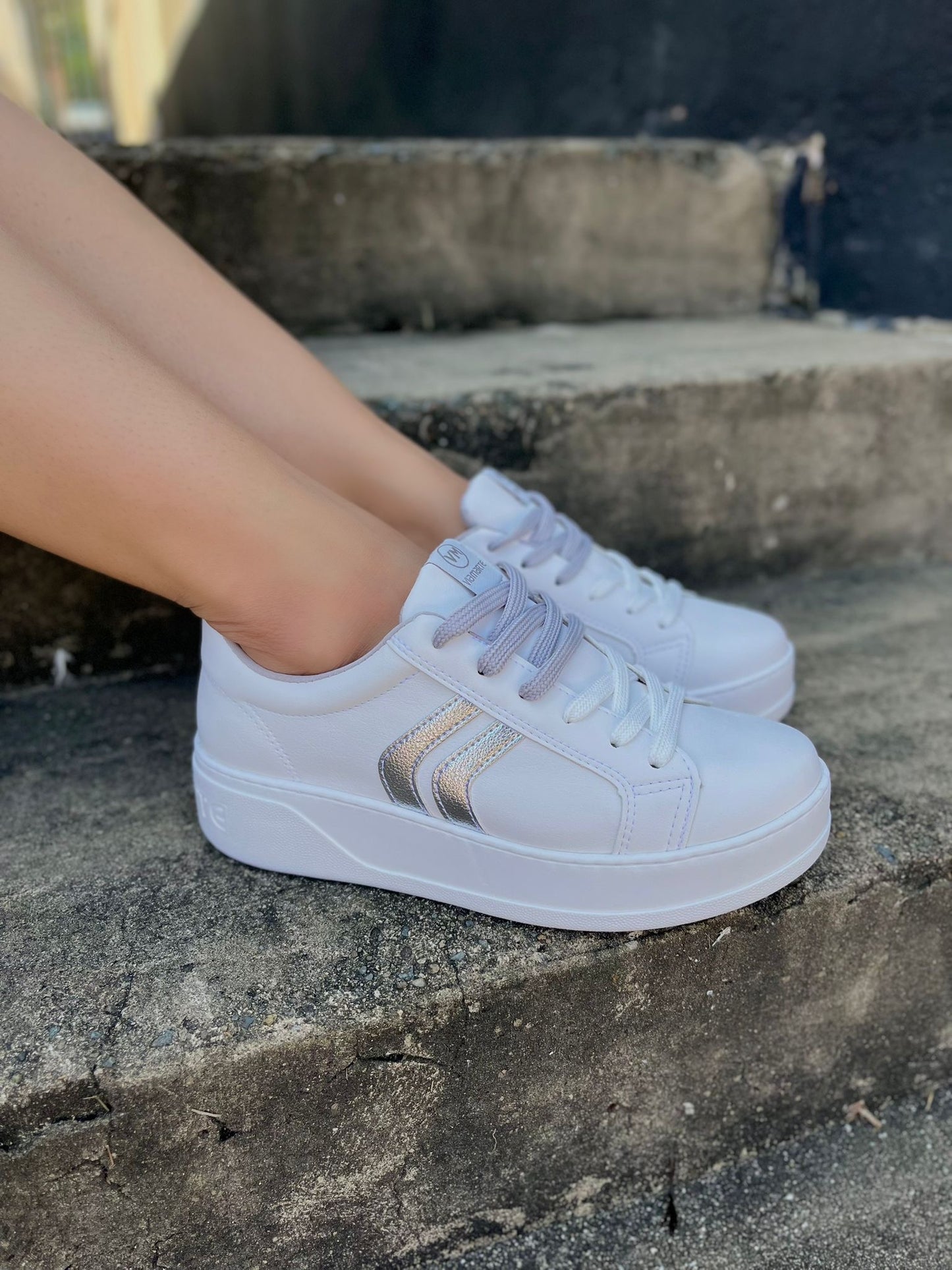 Catrina white and silver sneaker