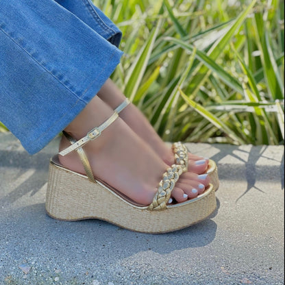 Renata gold wedge - Stela The Shoetique