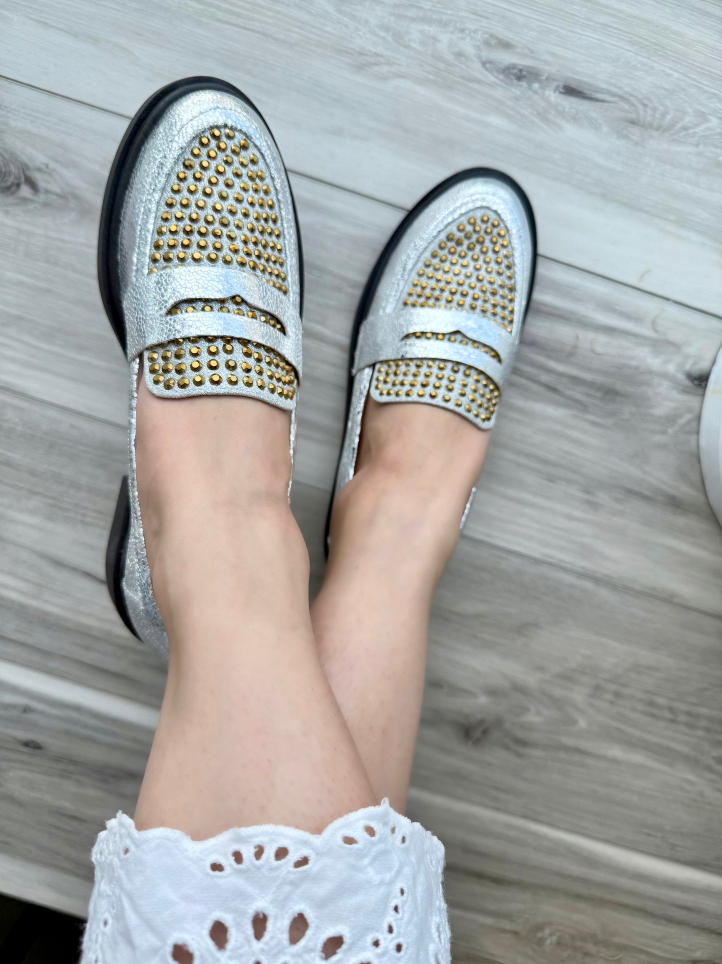 Gigi silver/gold loafer 8