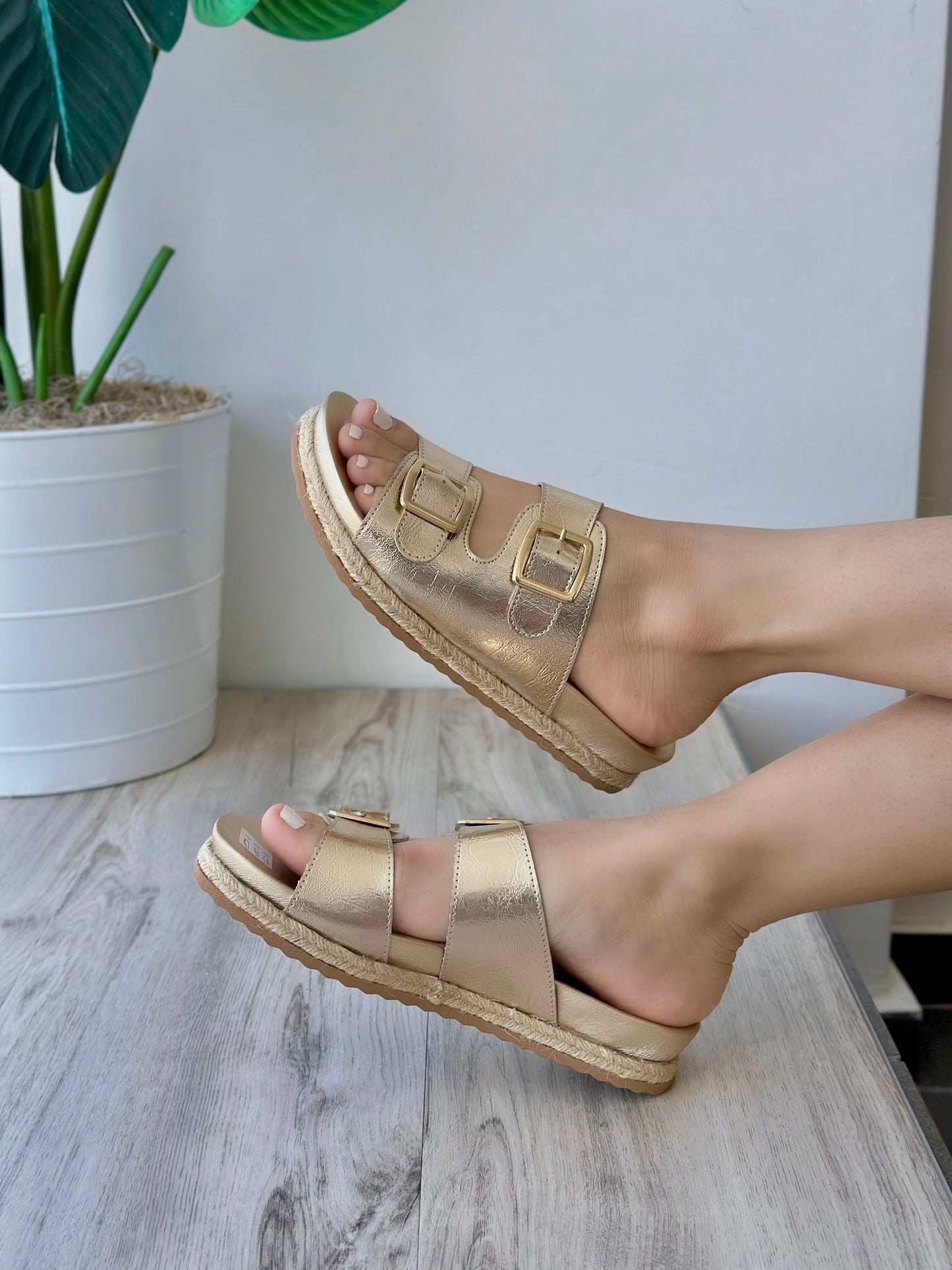 Greicy gold Flat size 8 - Stela The Shoetique