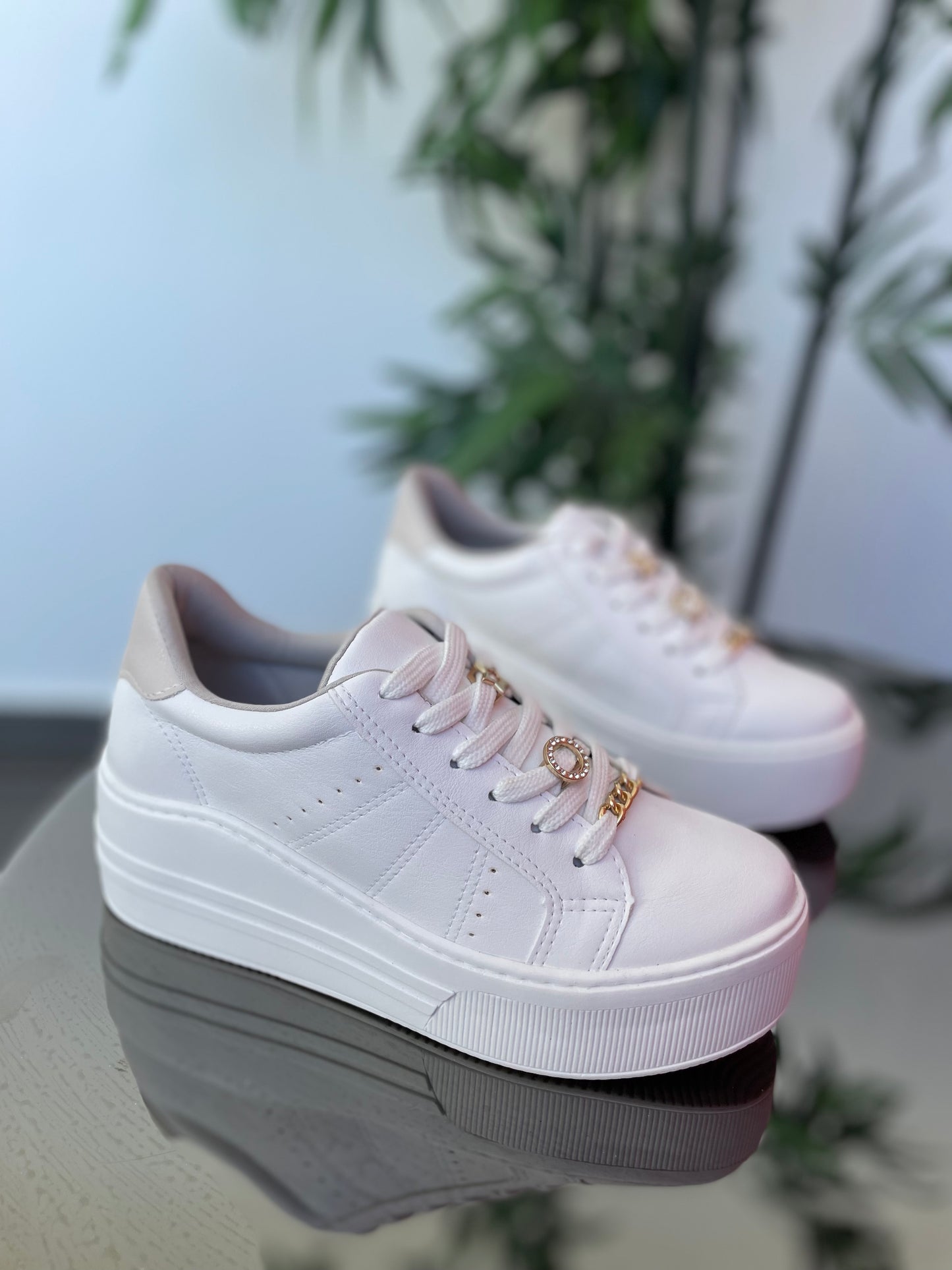 Bella white/beige Platform Sneaker 8002-01