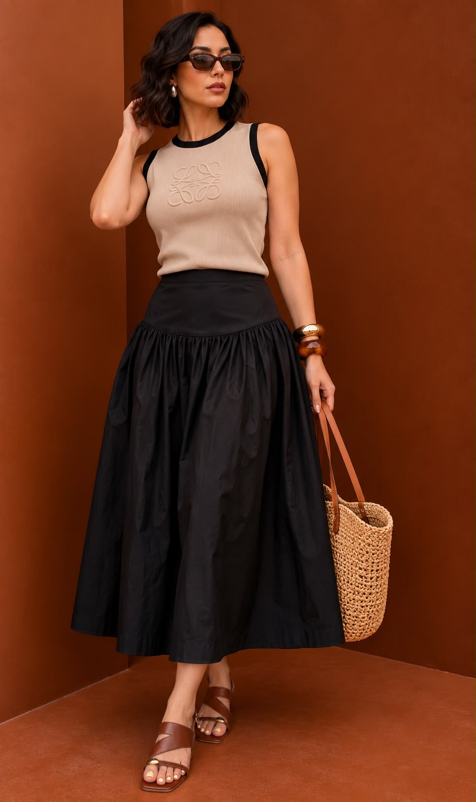 Parisian black midi skirt