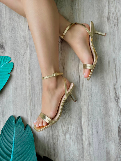 Marena metallic gold heel - Stela The Shoetique