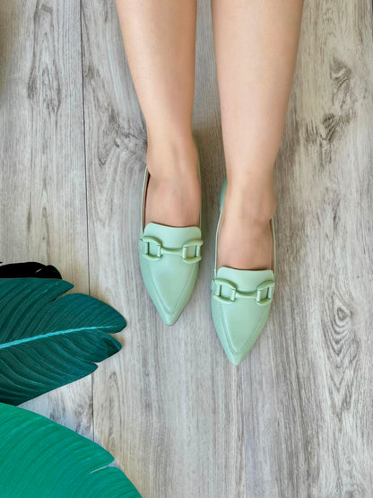 Amelia light green pointed toe flat shoe size 9,10