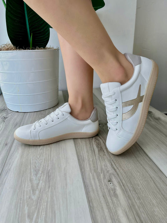 Alejo white gold sneaker - Stela The Shoetique