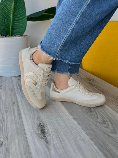 Zaida beige gold sneaker - Stela The Shoetique