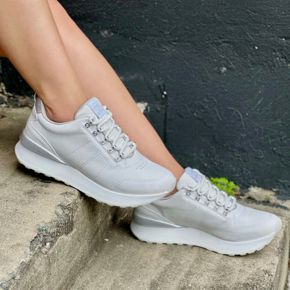 Berta white/silver sneaker - Stela The Shoetique