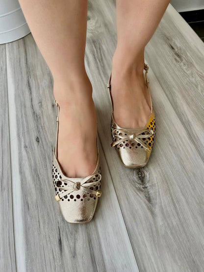 Poppy gold slingback