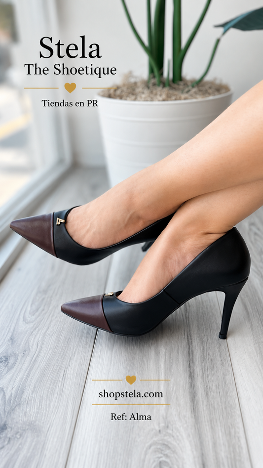 Alma black/brown heel
