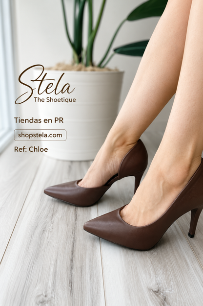 Chloe dark brown heel