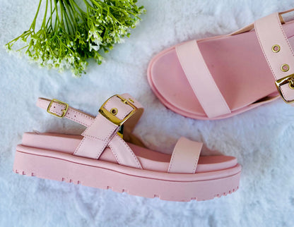 Amelie soft pink chunky flat 7,9,10 - Stela The Shoetique