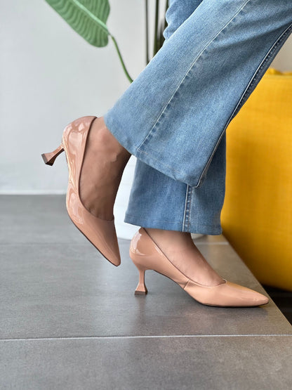 Lucia Nude Verniz Heel 9 - Stela The Shoetique