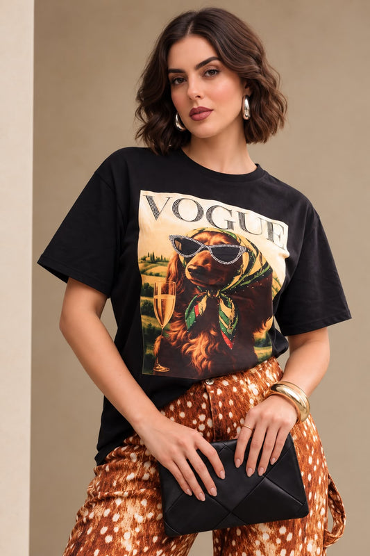 Vogue Pup black shirt