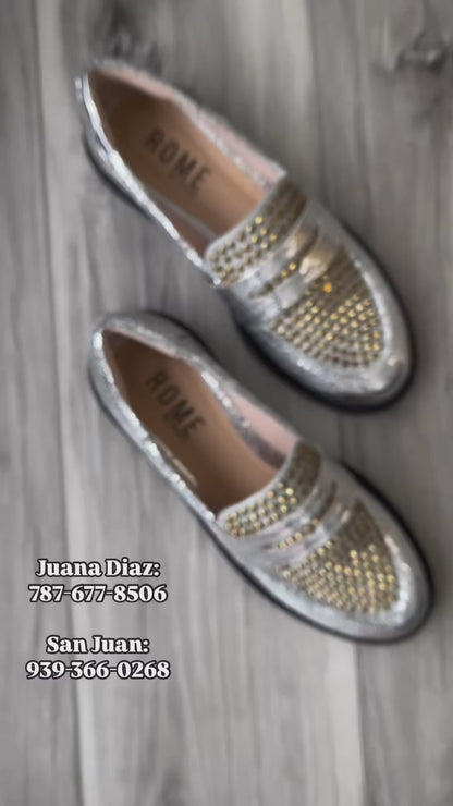 Gigi silver/gold loafer