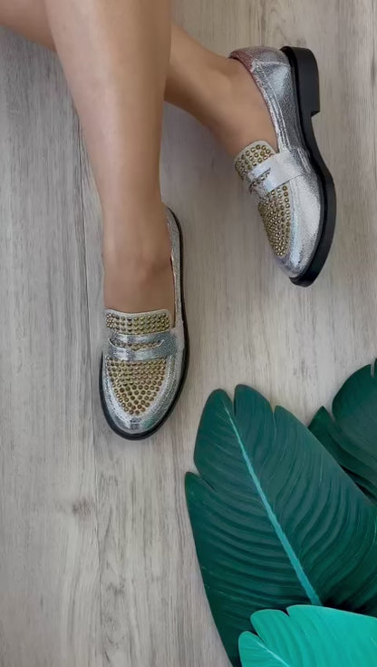 Gigi silver/gold loafer 8