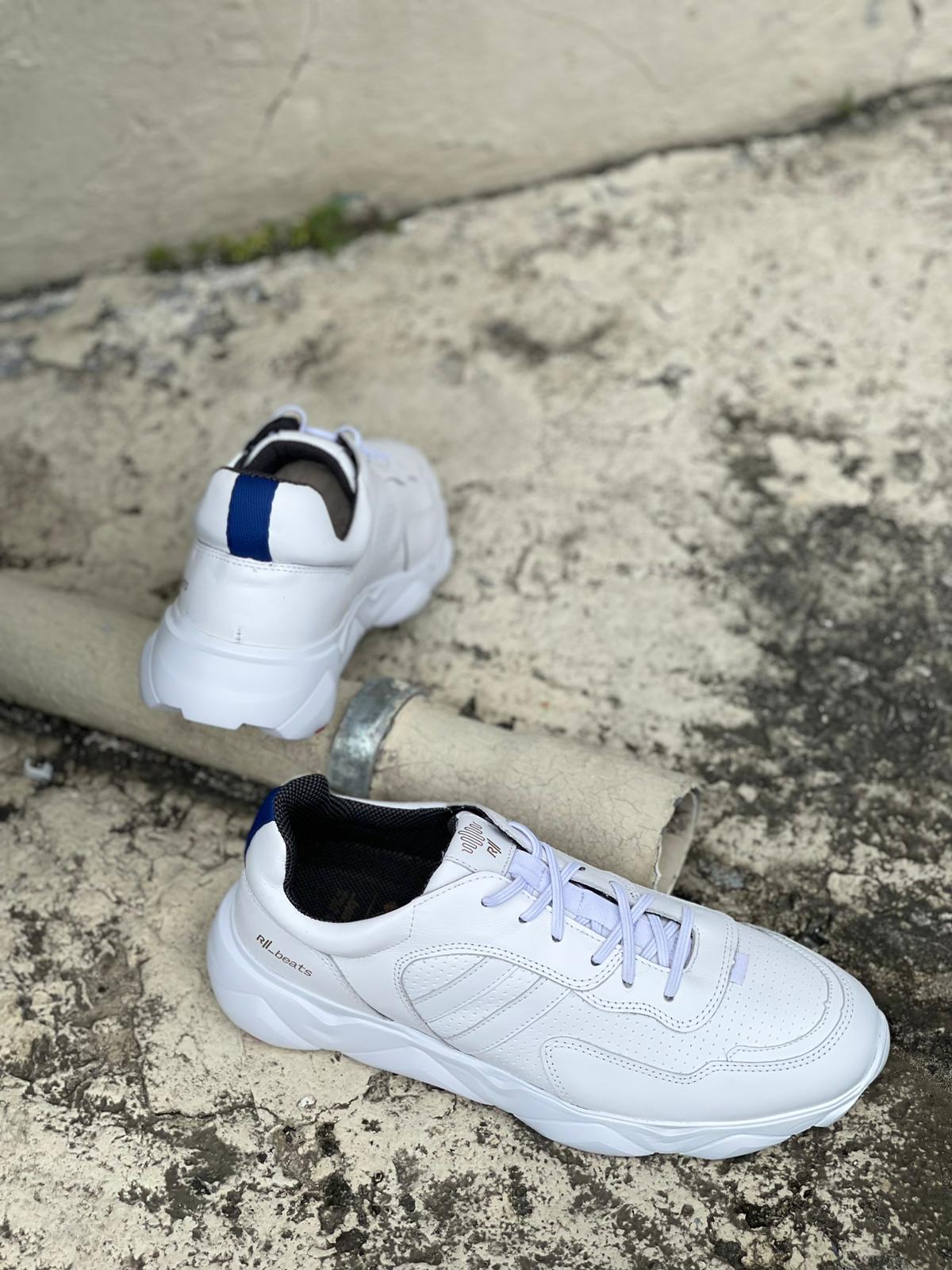 Two Side Line  White Sneaker  68011- Final Sale