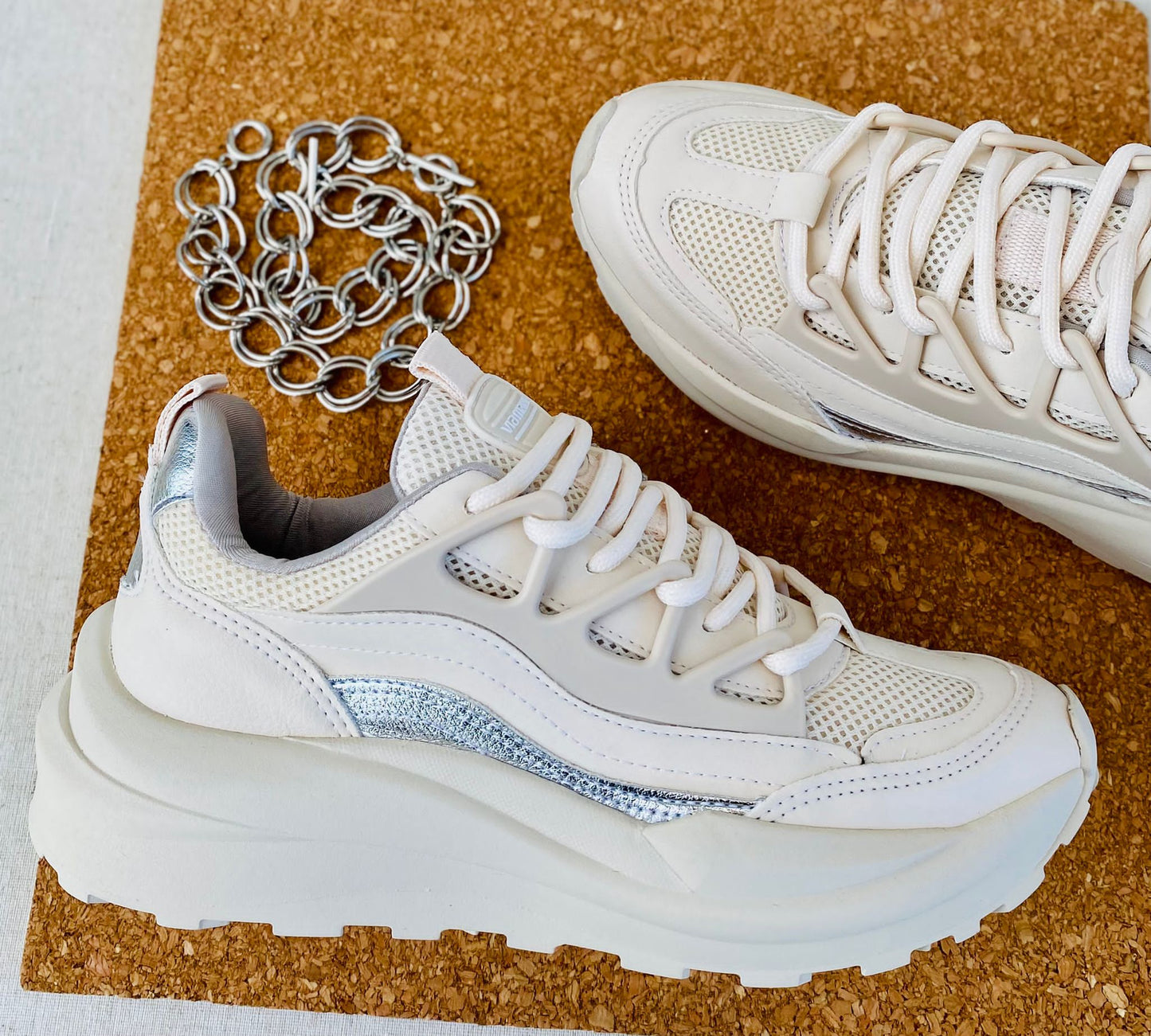Silver Detail Soft Beige Sneaker 8209-09