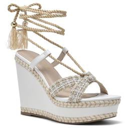 Tie Up Boho Off White Wedge 14508-01A